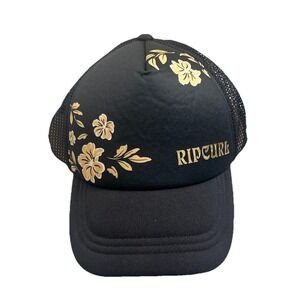 Rip Curl Women's Fashion Trucker Hat Black Tan Gold Snap Back‎